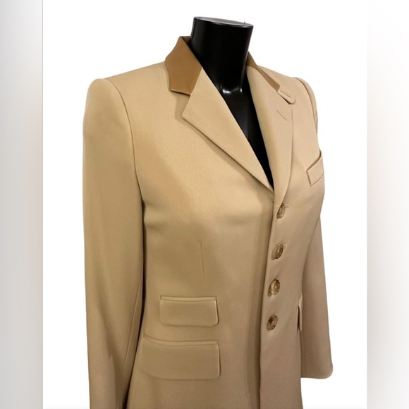 Ralph Lauren Collection Wool Lamb Leather Blazer Long Jacket Equestrian Tailored - Picture 4 of 16